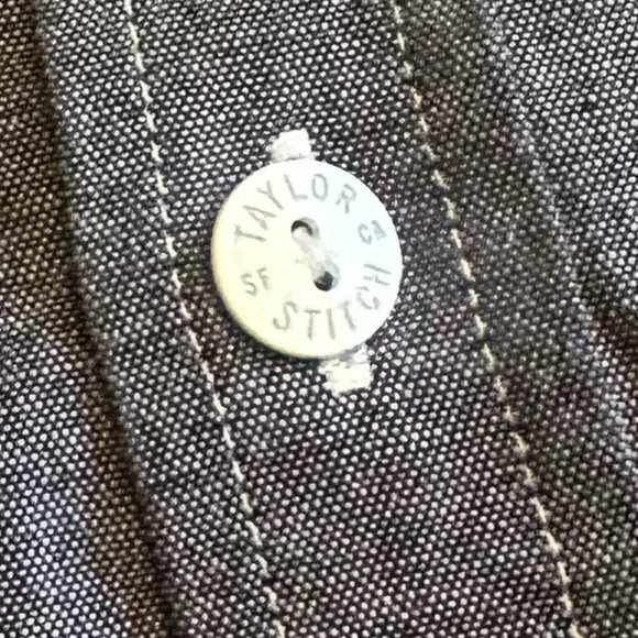 Taylor Stitch 100% Organic Cotton Dark Grey Button Down Shirt Top Size 40 Med - Picture 6 of 13